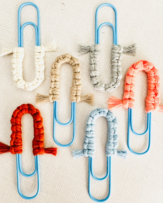 Macrame Paperclip Bookmarks - Bright Blue Paperclip