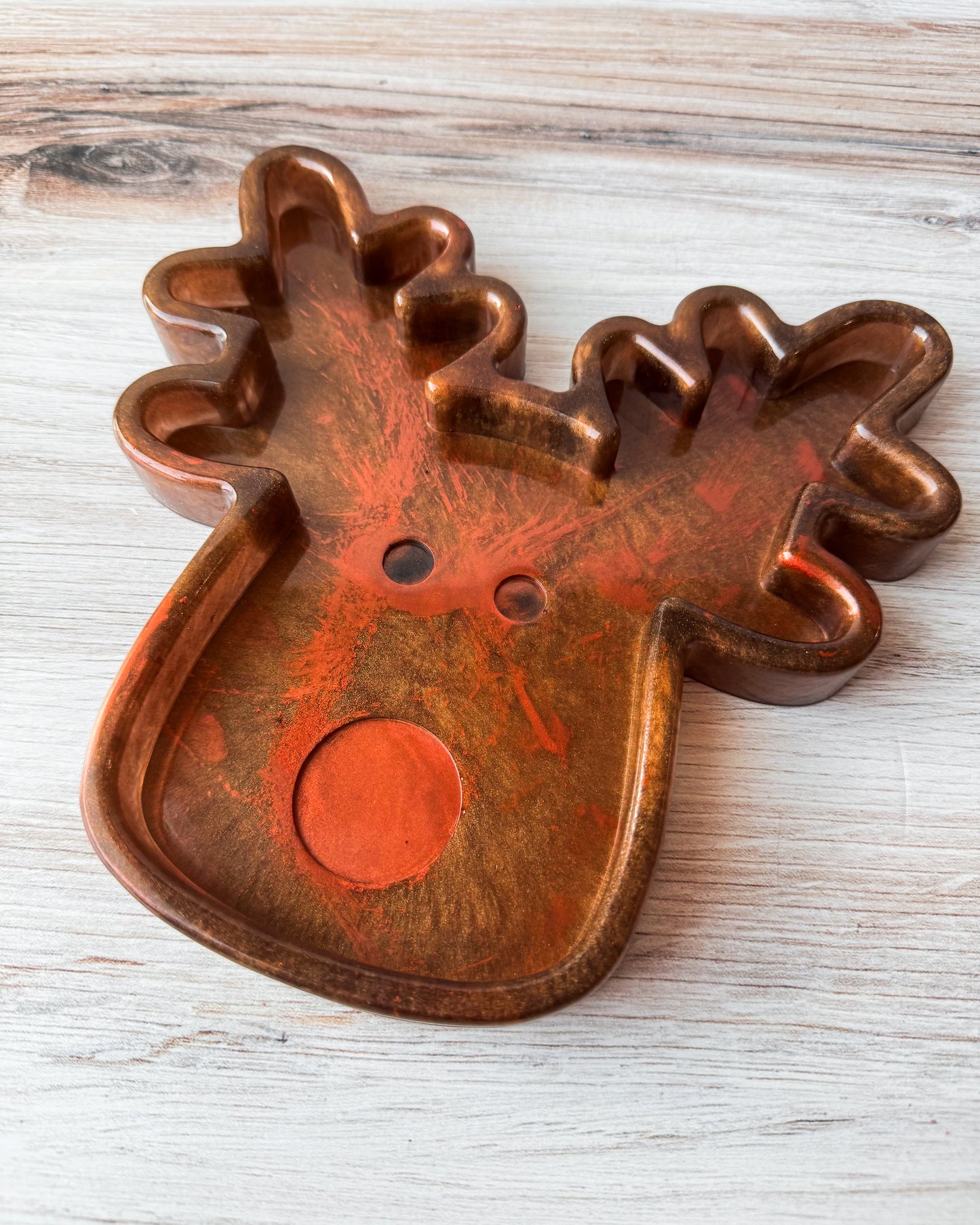 Reindeer Resin Tray - Copper & Brown