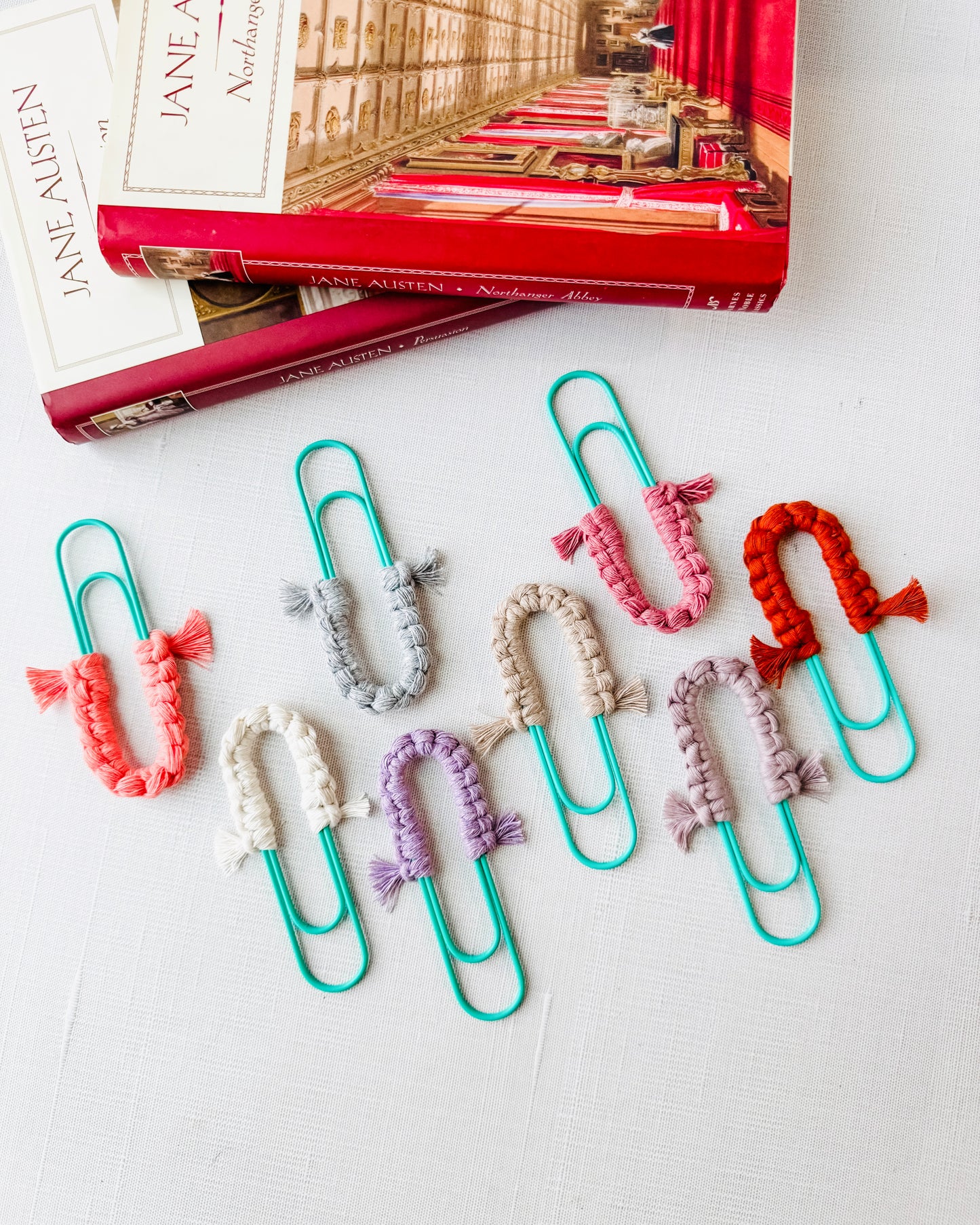 Macrame Paperclip Bookmarks - Teal Paperclip