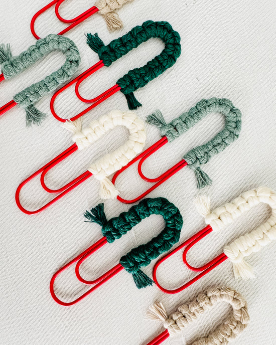 Macrame Paperclip Bookmarks - Red Paperclip