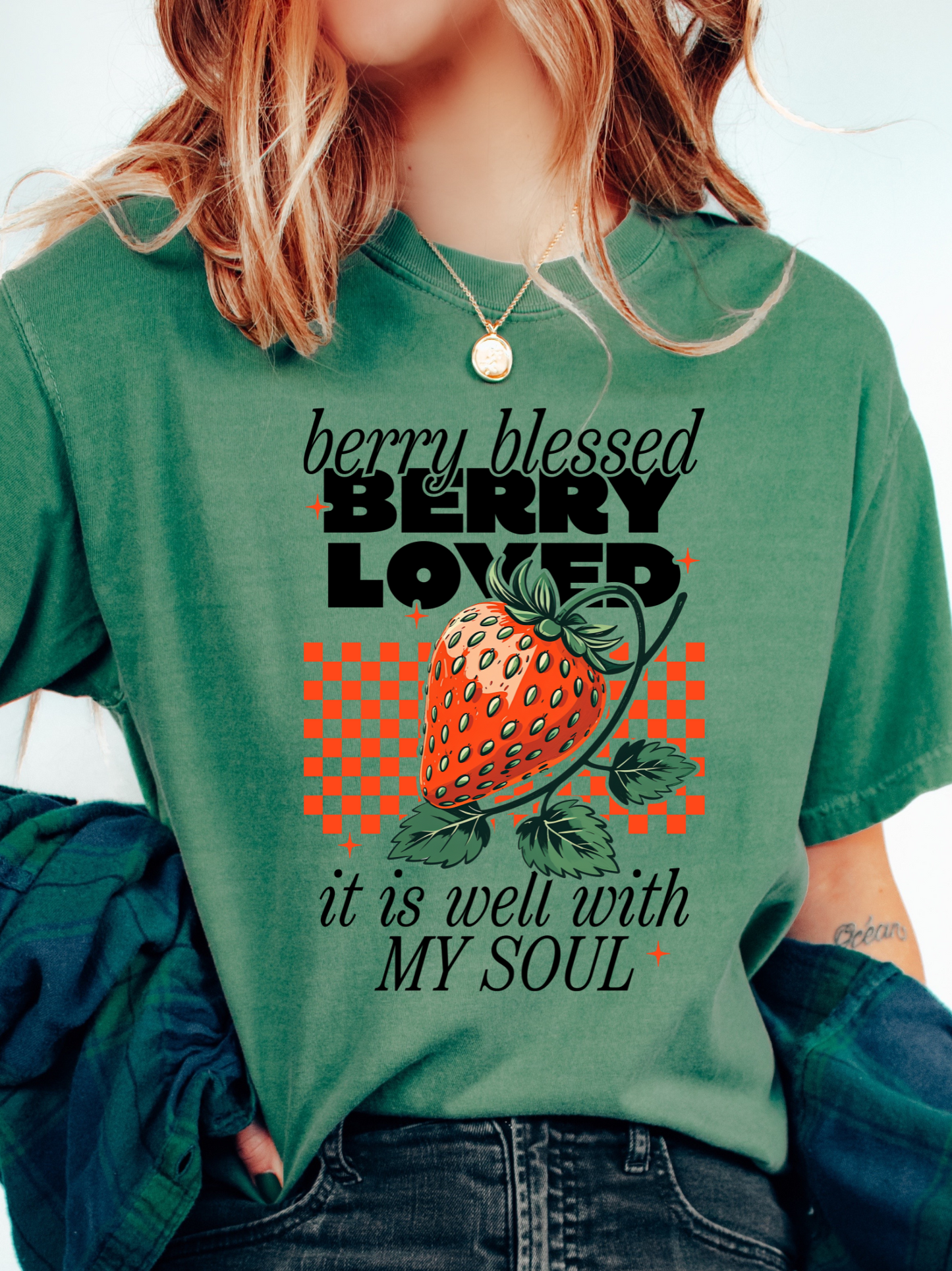 Berry Loved Graphic Tee - Light Green
