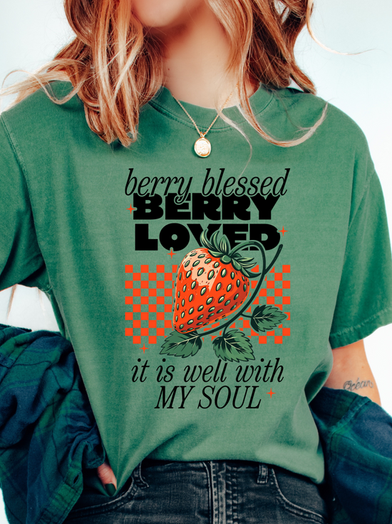 Berry Loved Graphic Tee - Light Green