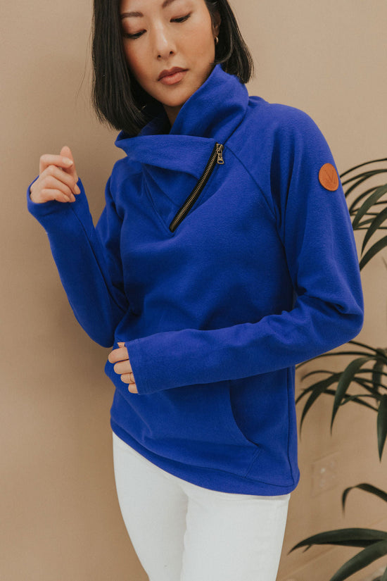 Get Together Classic Zip Cowl Sweatshirt - Royal Blue