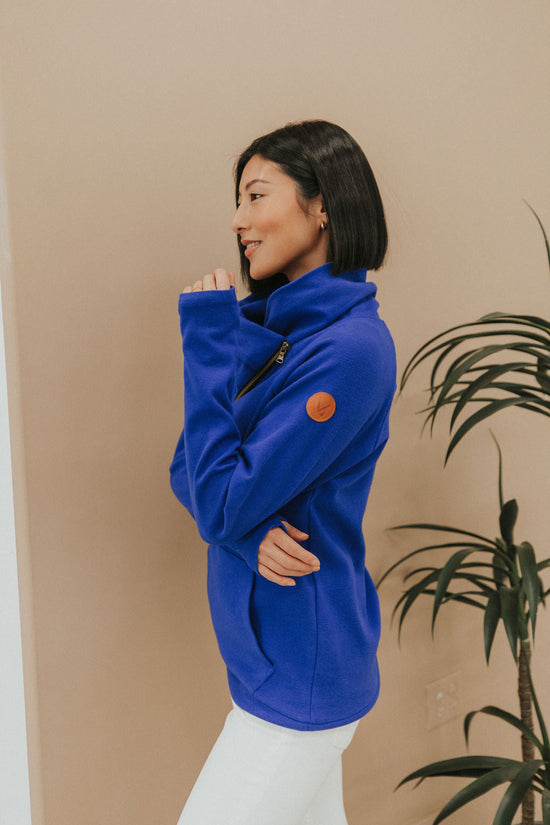 Get Together Classic Zip Cowl Sweatshirt - Royal Blue