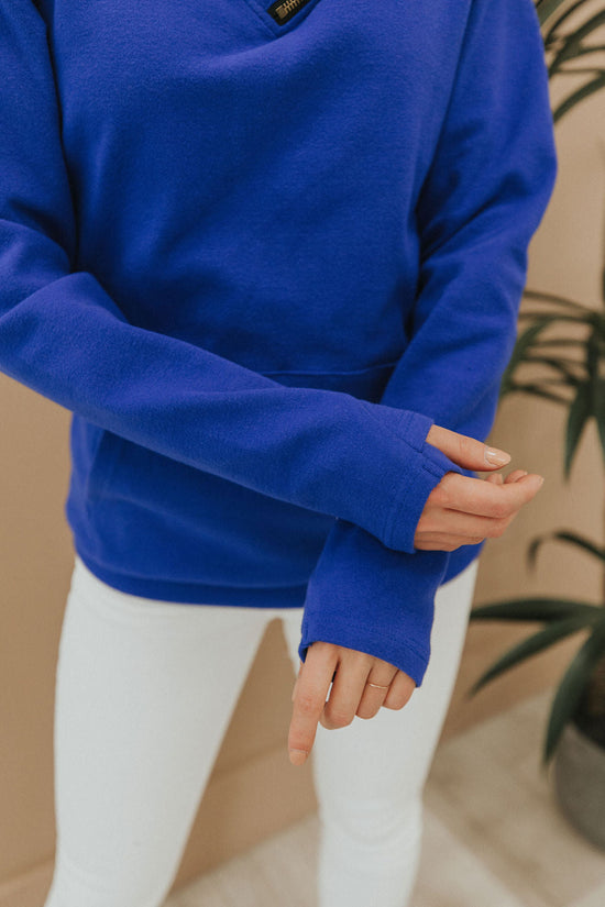 Get Together Classic Zip Cowl Sweatshirt - Royal Blue