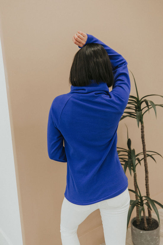 Get Together Classic Zip Cowl Sweatshirt - Royal Blue