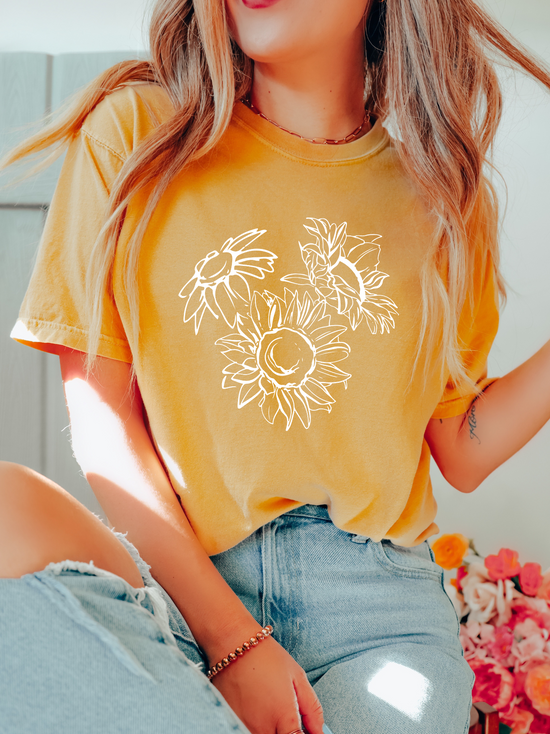 Sunflower Trio Graphic Tee - Mustard