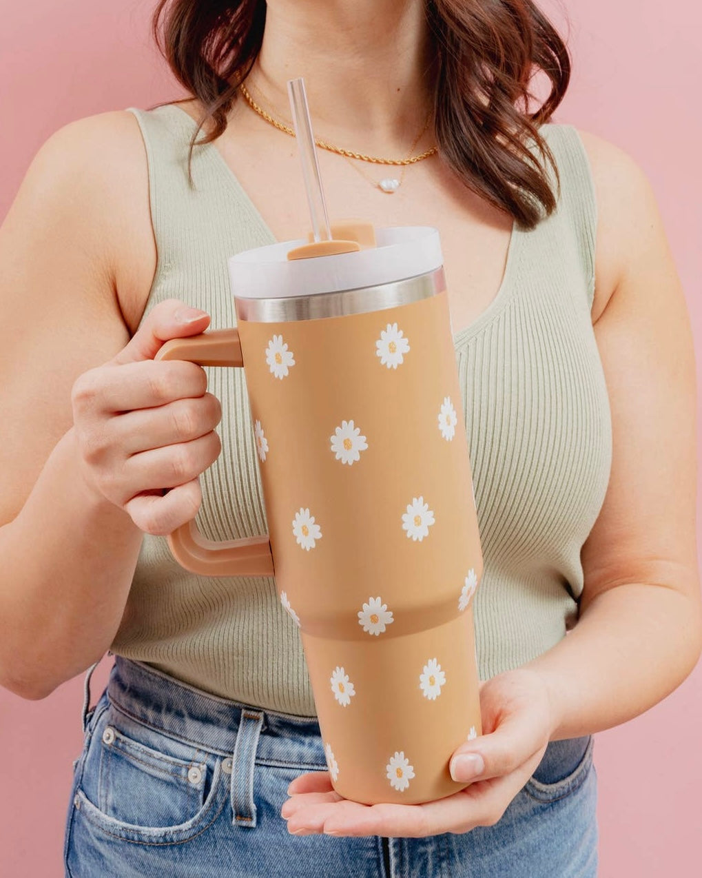 Take Me Everywhere Tumbler — Dancing Daisy Sandstone