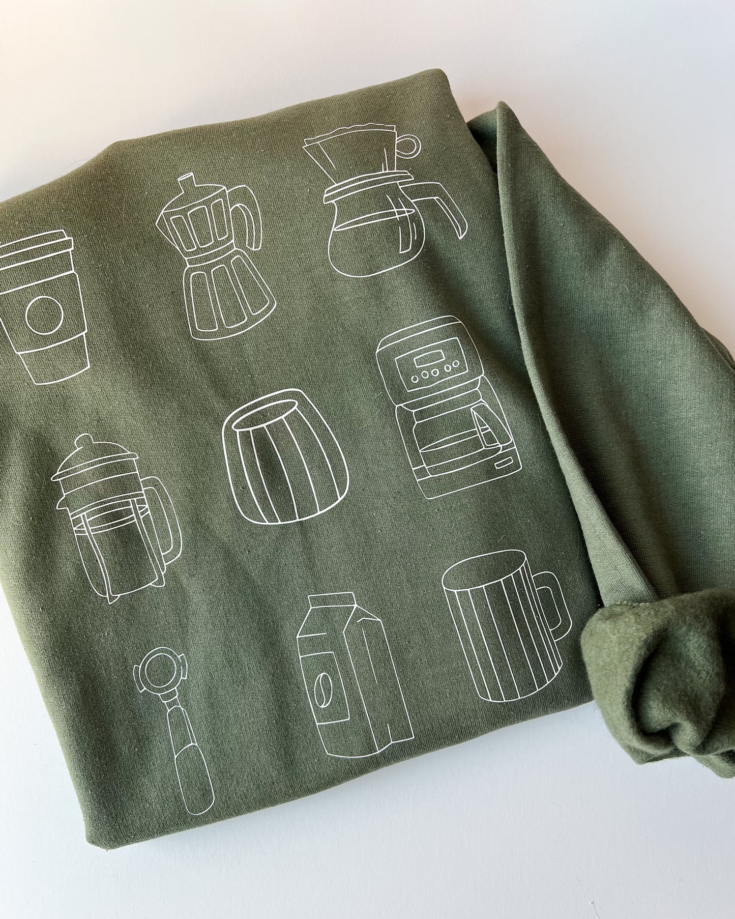 All Things Coffee Crewneck - Military Green