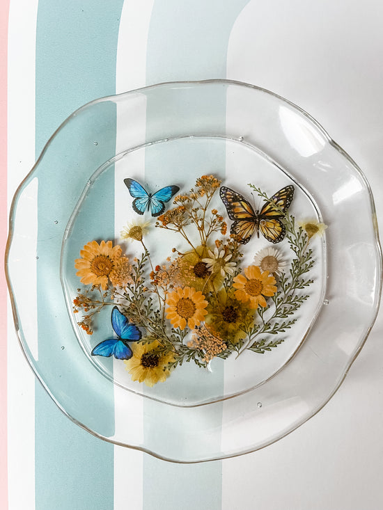 Floral Butterfly Resin Trinket Tray