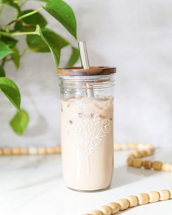 Wildflower Glass Jar Tumbler