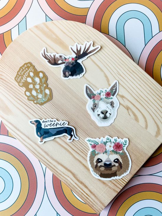 Sloth Floral Crown Sticker