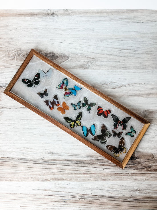 Butterfly Rectangular Resin Tray