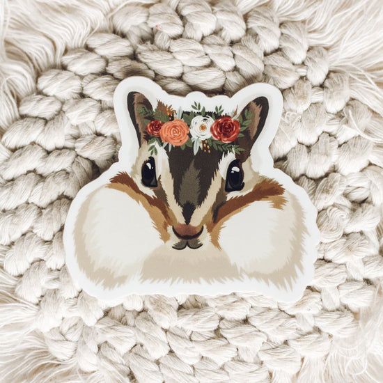 Chipmunk Floral Crown Sticker