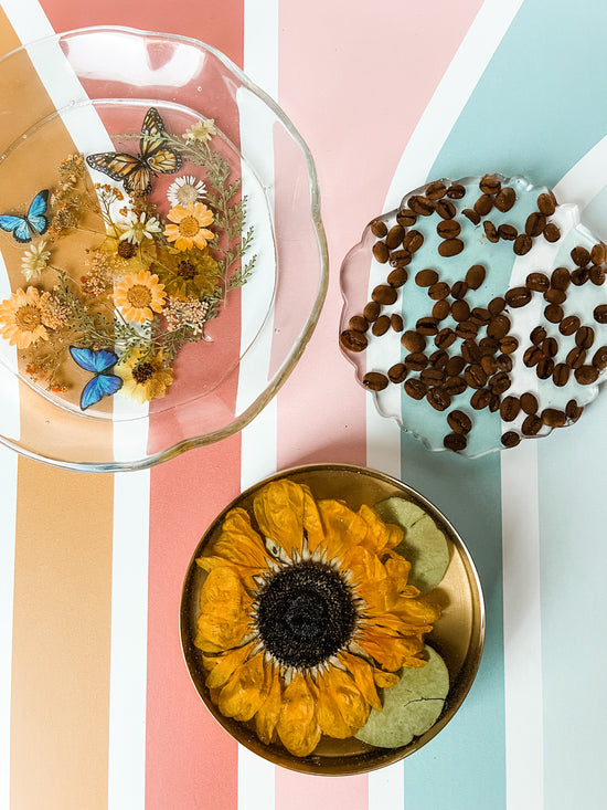 Floral Butterfly Resin Trinket Tray