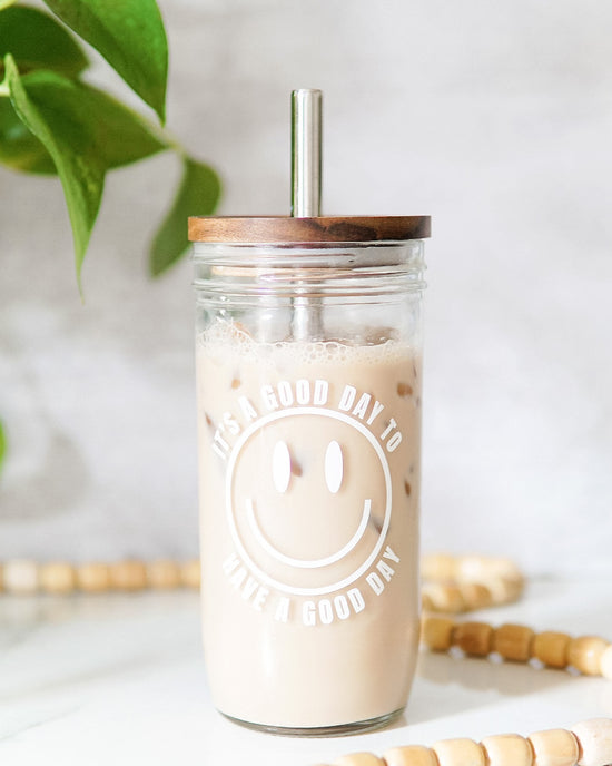 Good Day Glass Jar Tumbler
