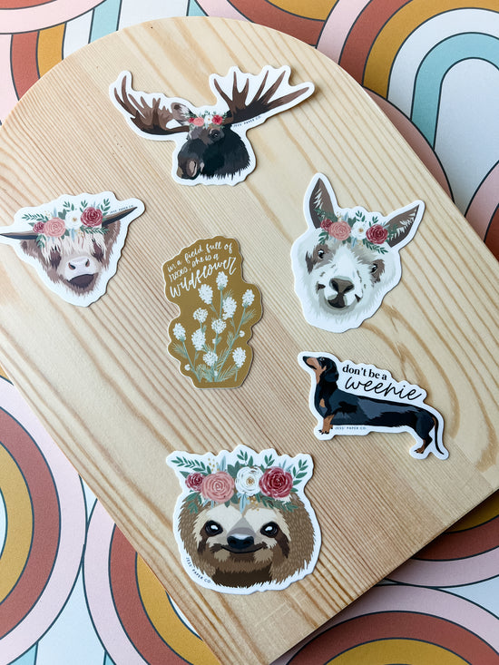 Llama Floral Crown Sticker