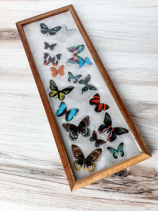 Butterfly Rectangular Resin Tray