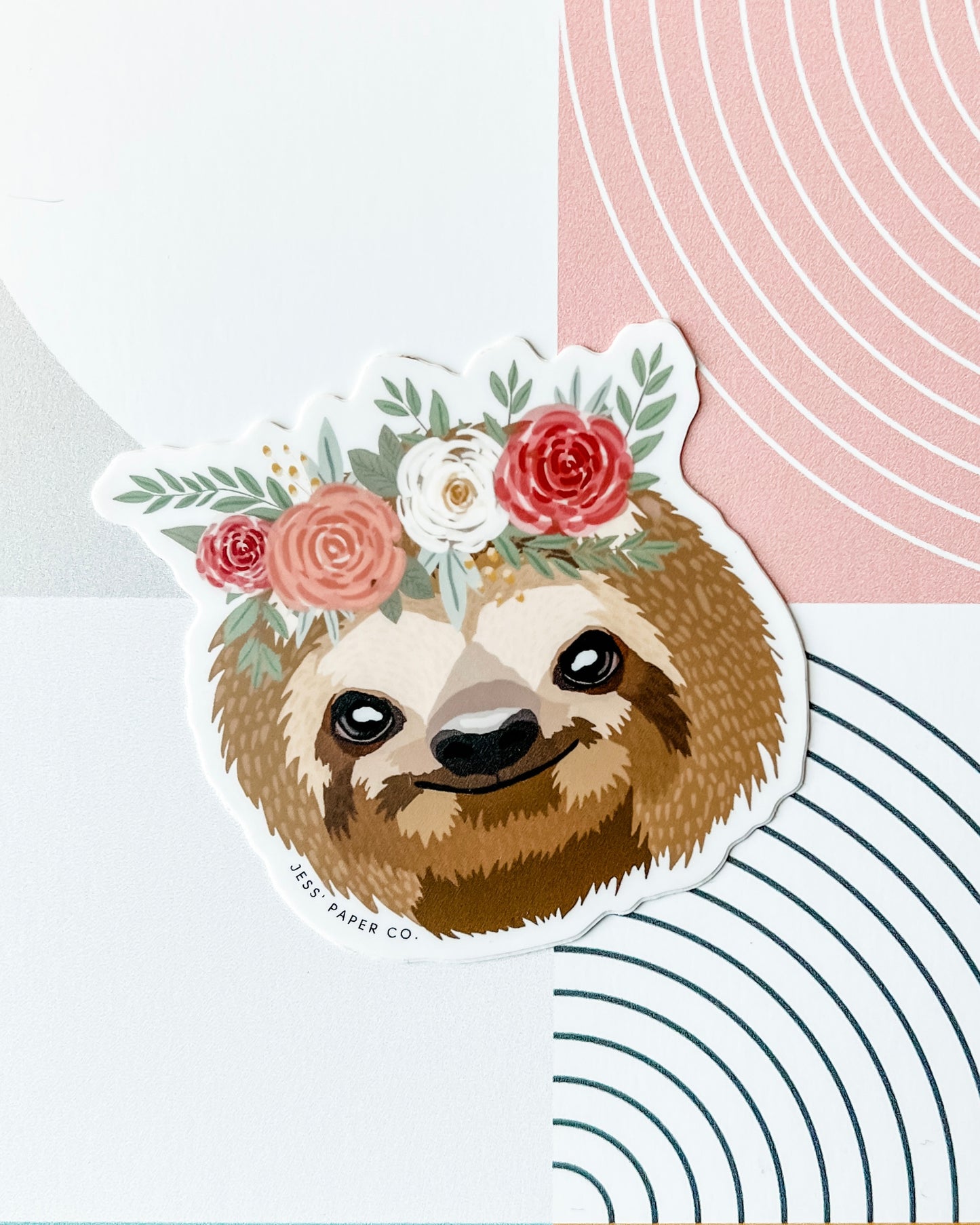 Sloth Floral Crown Sticker