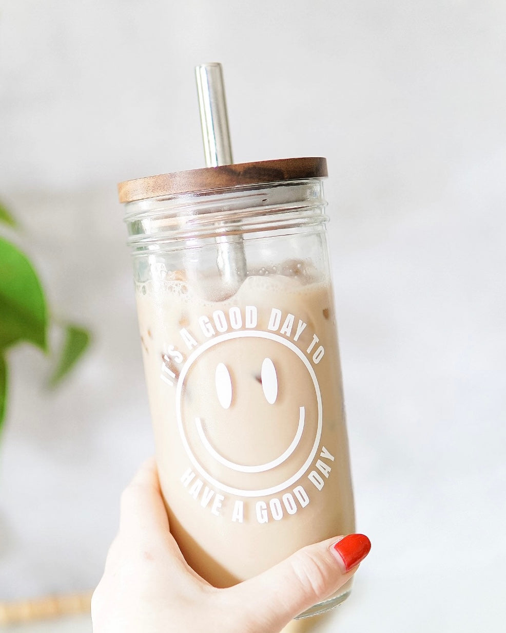Good Day Glass Jar Tumbler