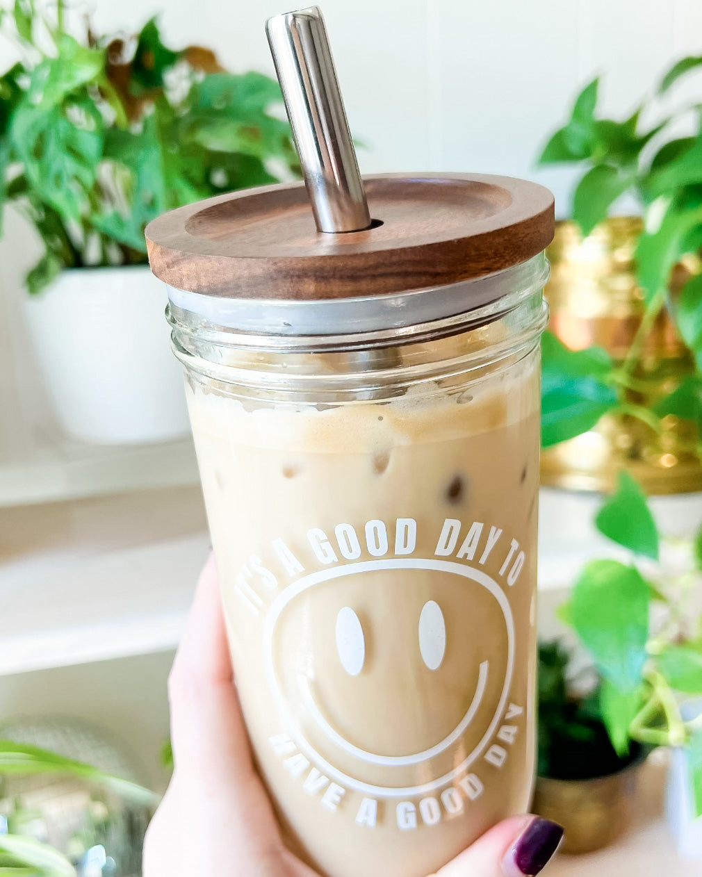 Good Day Glass Jar Tumbler