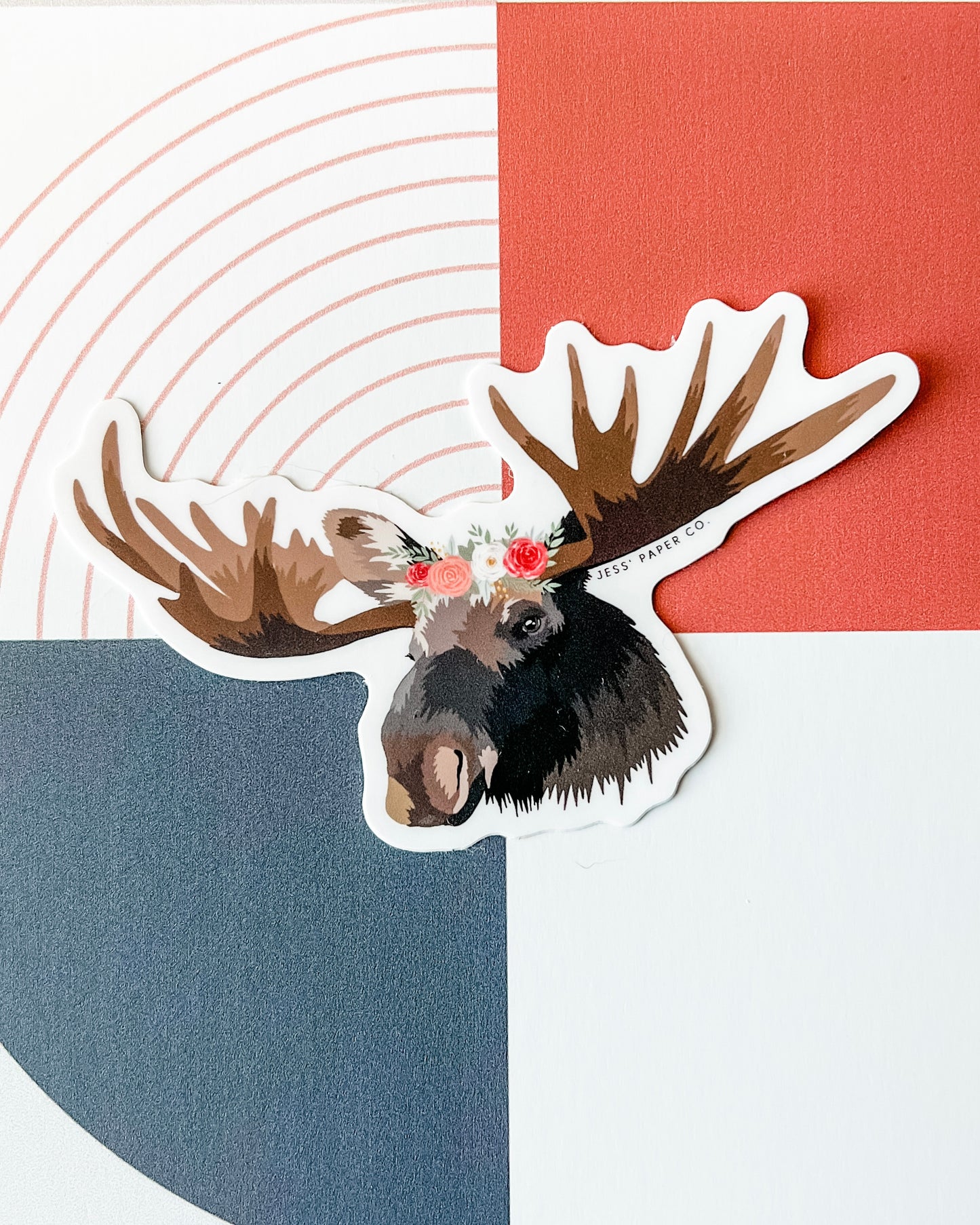 Moose Floral Crown Sticker