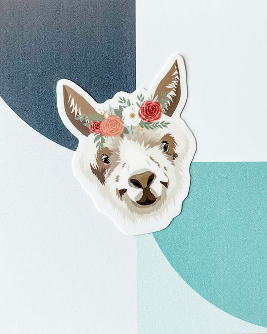 Llama Floral Crown Sticker